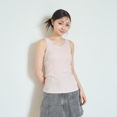 【ベーシック】【綿100％】テレコタンクトップ