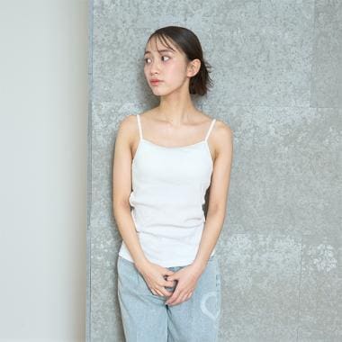 【ベーシック】【綿100％】カップつきテレコキャミソール