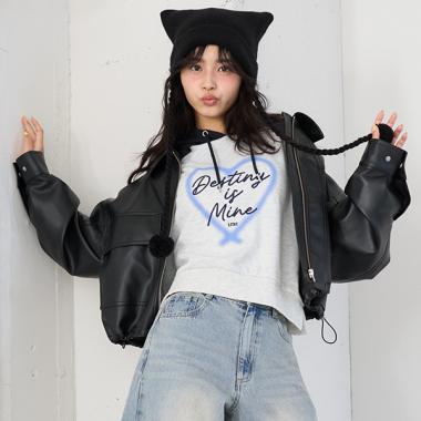 合皮ショートブルゾン