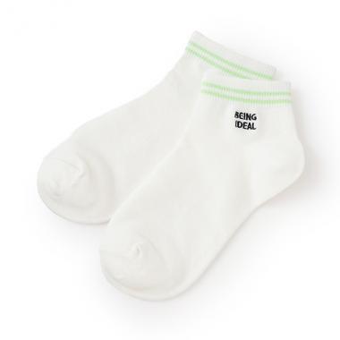 【抗菌防臭】ライン刺しゅうスニーカ丈ーソックス