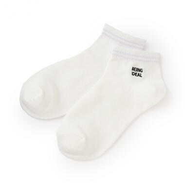 【抗菌防臭】ライン刺しゅうスニーカ丈ーソックス