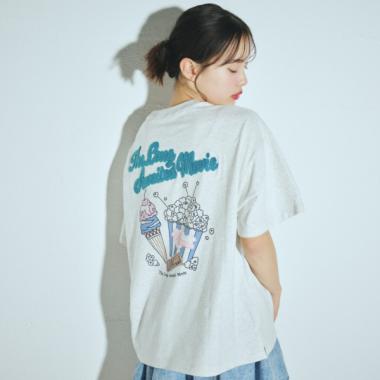 【接触冷感/ひんやり】【綿100％】ポップコーンプリントT