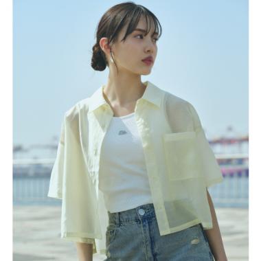 【接触冷感/ひんやり】半袖シアーシャツ