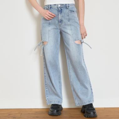 リボンスリットライトデニム