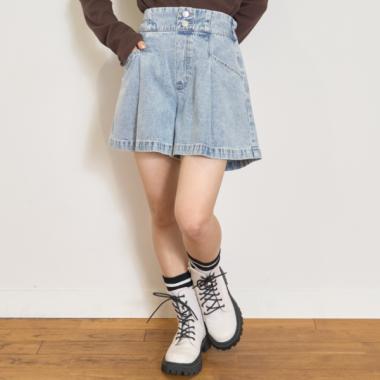 美脚見えタックフレアキュロット