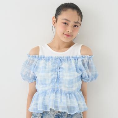 チェックオフショルインナーセット