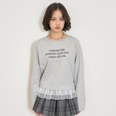 チュールペプラム長袖Tシャツ