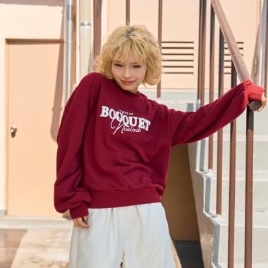 【秒かわトップス】ロゴ刺しゅうベーシックスウェット