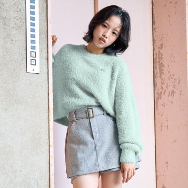 インナーつきシャギークロップドニット