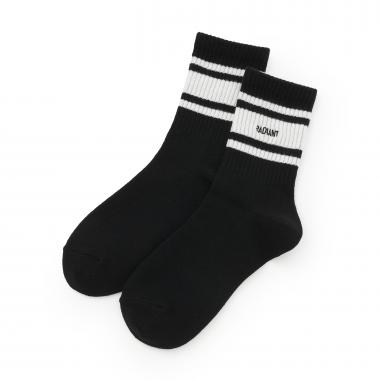 ライン刺しゅうクルーソックス