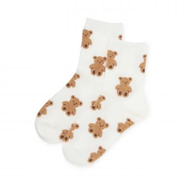 クマ総柄クルーソックス