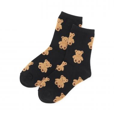 クマ総柄クルーソックス