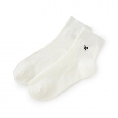 リボン刺しゅうクルーソックス