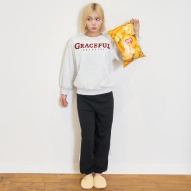 【ルームウェア/パジャマ】裏起毛サガラロゴ長袖トップス＆パンツセット