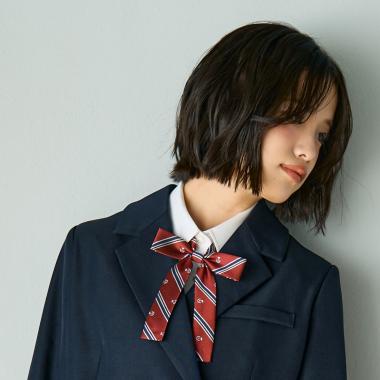 【卒服・セレモニー】レジメンタル柄細リボンタイ