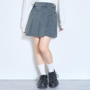 デニムライクカットプリーツスカート