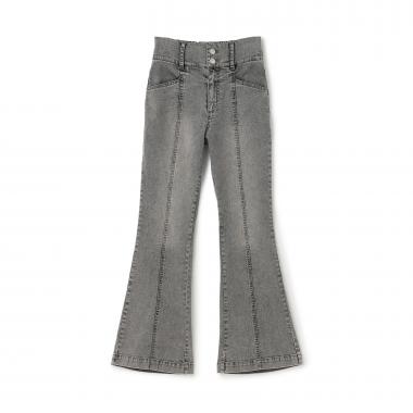 【接触冷感】スタイルアップフレアデニムパンツ