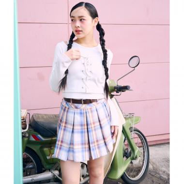 レースアップテレコ長袖シャツ