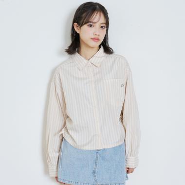 短丈ドロストストライプシャツ