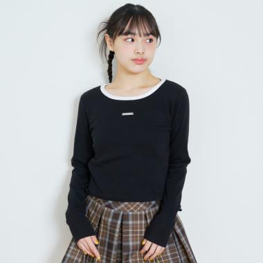 ドロストクロップドテレコ長袖T