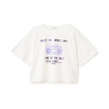 【綿100%】ラジカセモチーフクロップド半T