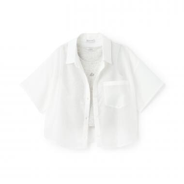 【吸水速乾】インナーつきシアークロップド半袖シャツ