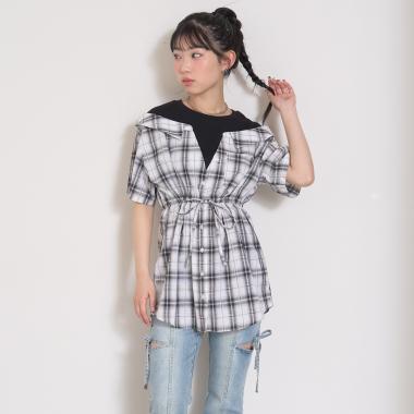 シャツドッキングプルチュニックワンピ