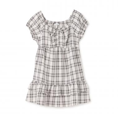 ギャザーチェックチュニックワンピ