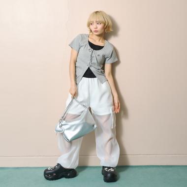 チャームつき合皮ショルダー