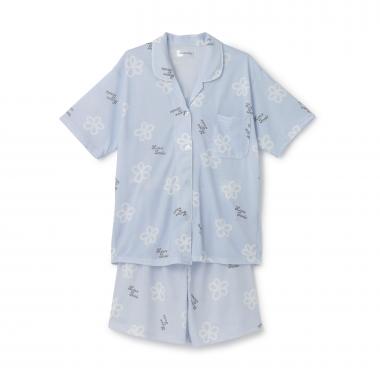 半袖総柄ニットシャツセットアップ