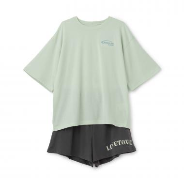 半袖ロゴバックプリントショートパンツ