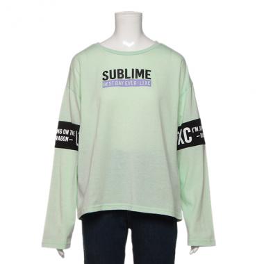 袖ロゴ切り替えTシャツ