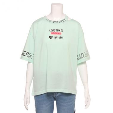 衿スリットロゴTシャツ