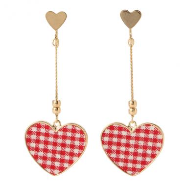 ギンガムハートイヤリング