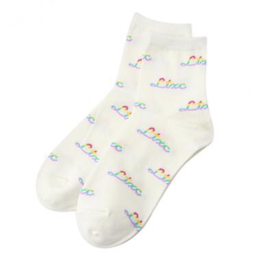 レインボーロゴ総柄クルーソックス