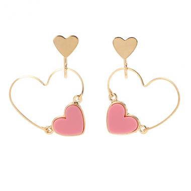 ハートつきハートフープイヤリング