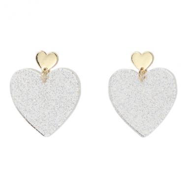 クリアハートプレートイヤリング