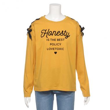 肩レースアップロゴTシャツ