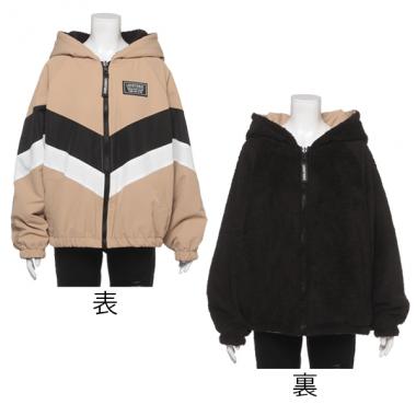 配色切替×ボア リバーシブルマウンテンパーカー