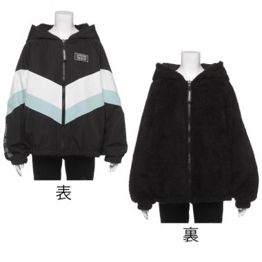 配色切替×ボア リバーシブルマウンテンパーカー