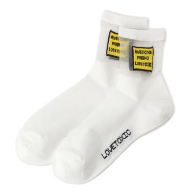 BOXロゴ透けクルーソックス