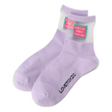 BOXロゴ透けクルーソックス