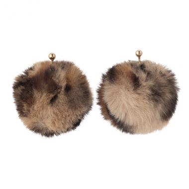 ヒョウ柄フェイクファーイヤリング