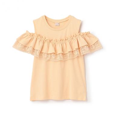 【接触冷感/リンク】オフショルレースT(ジュニア)