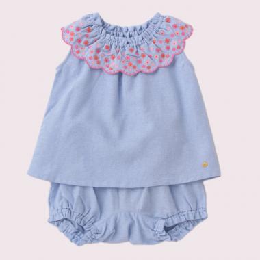 レイエット フラワーエンブロイダリートップアンドパンツセット