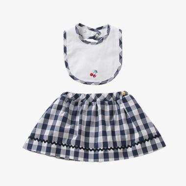 ギンガムスカートアンドビブセット