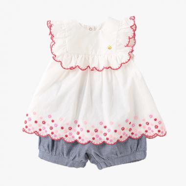 フローラルエンブロイダリートップ＆パンツセット