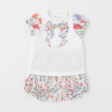 チューリップボウカットソー＆パンツセット