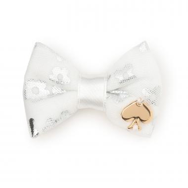 フラワードットチュールボウヘアクリップ