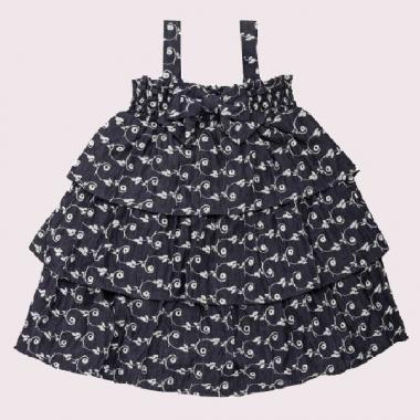 【ベビー向け】刺しゅうシャンブレーティアードワンピース